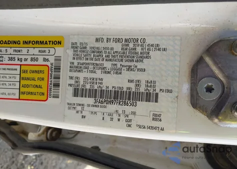 2015 Ford Fusion Se z USA, uszkodzony, nr VIN 3FA6P0H97FR286503